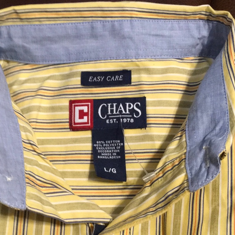 NWT,CHAPS BY RALPH LAUREN 100%COTTON LONG SLEEVE SHIRT,BUTTON DOWN,SIZE Large